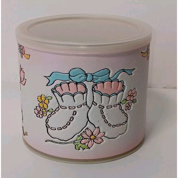 Vintage Faux Leather Storage Can Baby Room Decor Container Teddy Blocks Lid - Picture 3 of 10